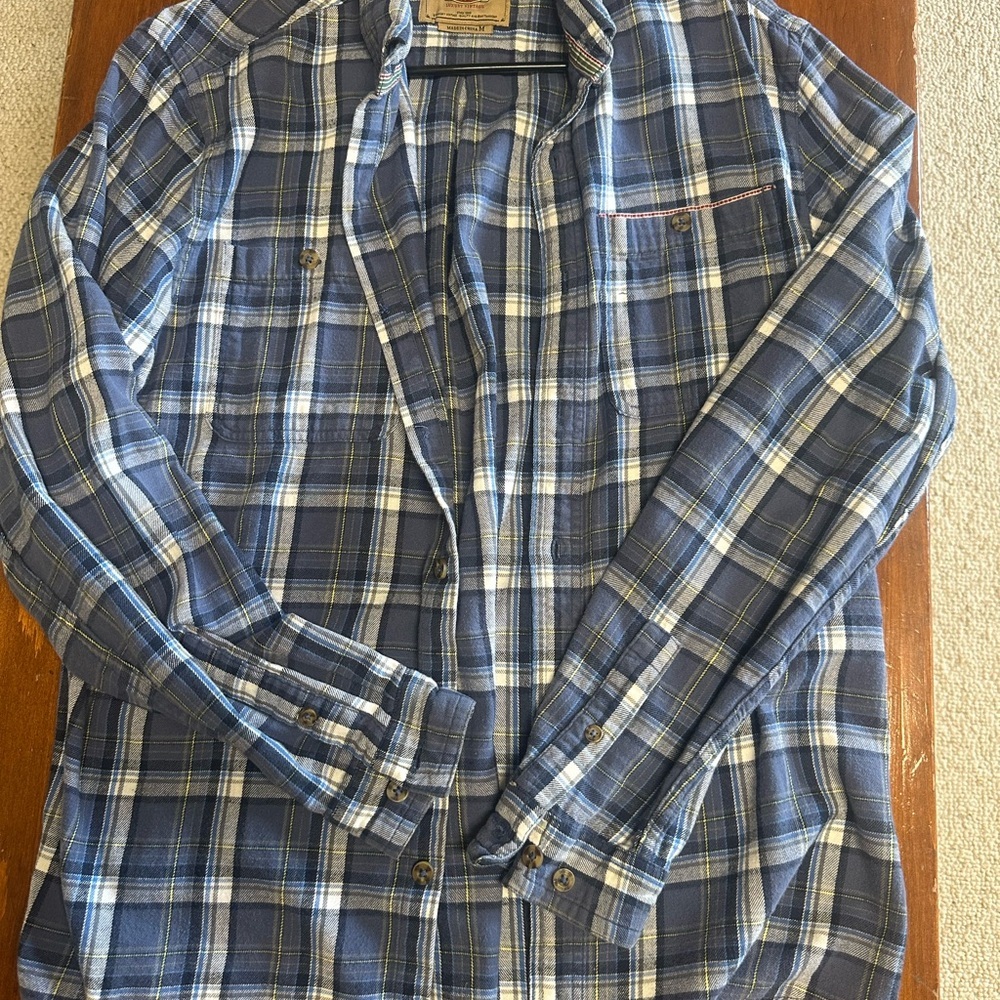 Boston Traders Navy and White Plaid Button Down Shirt